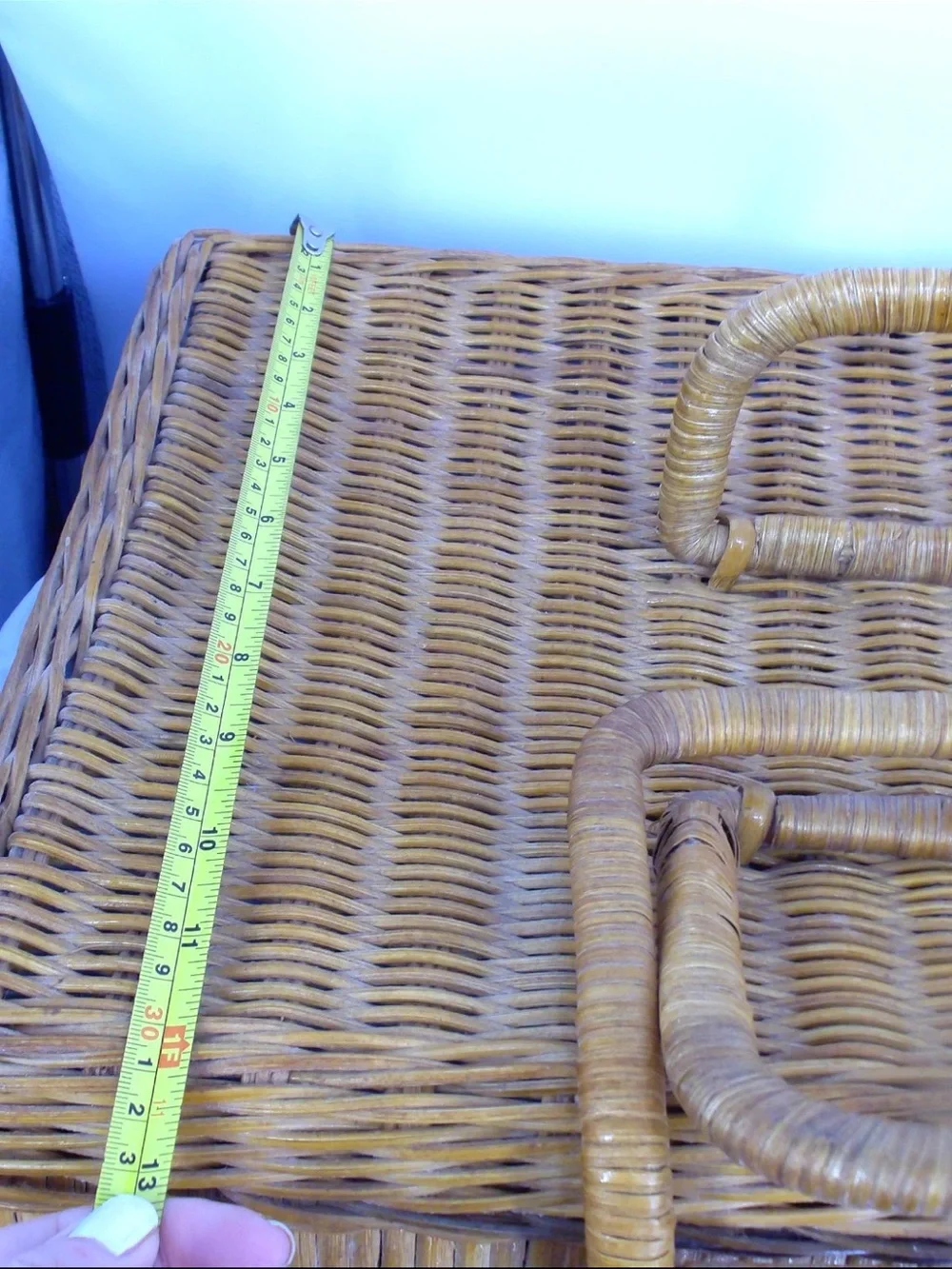 Vintage Wicker Picnic Basket Set with Dish Set - RARE Antique 18 PIECES